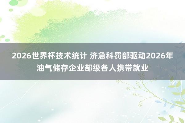 2026世界杯技术统计 济急科罚部驱动2026年油气储存企业部级各人携带就业