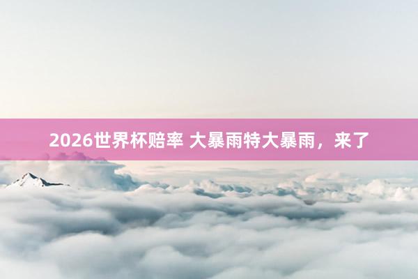 2026世界杯赔率 大暴雨特大暴雨,来了