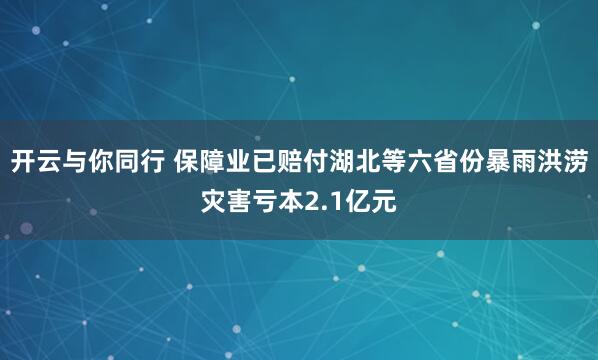 开云与你同行 保障业已赔付湖北等六省份暴雨洪涝灾害亏本2.1亿元