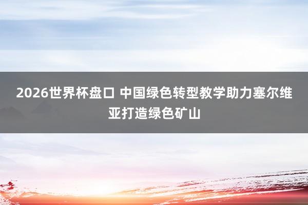 2026世界杯盘口 中国绿色转型教学助力塞尔维亚打造绿色矿山