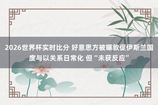 2026世界杯实时比分 好意思方被曝敦促伊斯兰国度与以关系日常化 但“未获反应”