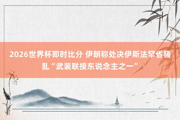 2026世界杯即时比分 伊朗称处决伊斯法罕省骚乱“武装联接东说念主之一”