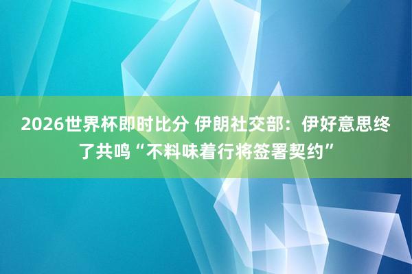 2026世界杯即时比分 伊朗社交部：伊好意思终了共鸣“不料味着行将签署契约”