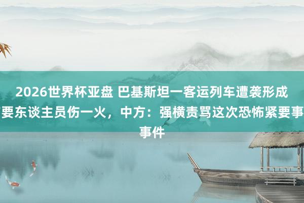 2026世界杯亚盘 巴基斯坦一客运列车遭袭形成首要东谈主员伤一火,中方:强横责骂这次恐怖紧要事件