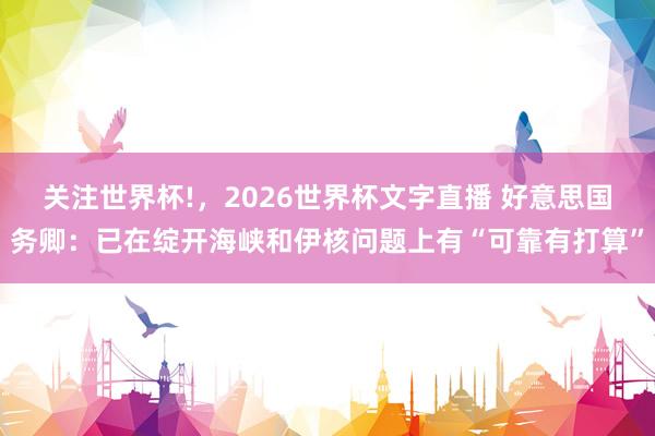 关注世界杯!，2026世界杯文字直播 好意思国务卿：已在绽开海峡和伊核问题上有“可靠有打算”