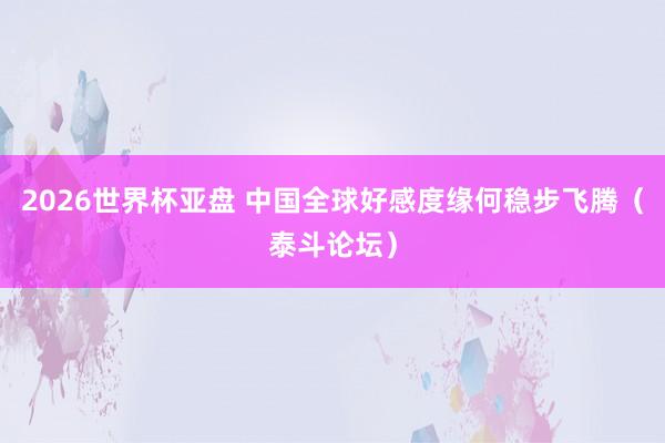 2026世界杯亚盘 中国全球好感度缘何稳步飞腾(泰斗论坛)