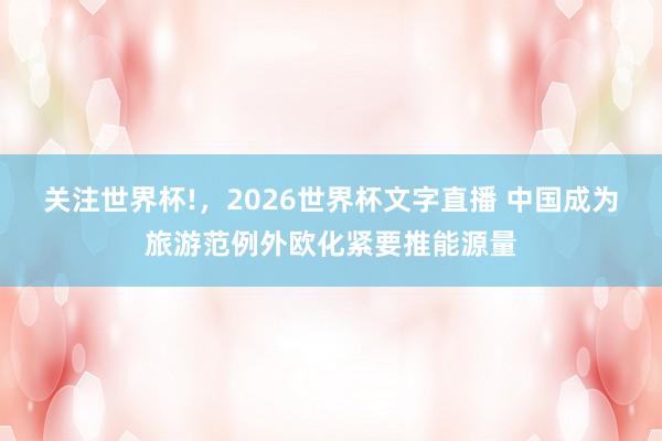 关注世界杯!，2026世界杯文字直播 中国成为旅游范例外欧化紧要推能源量