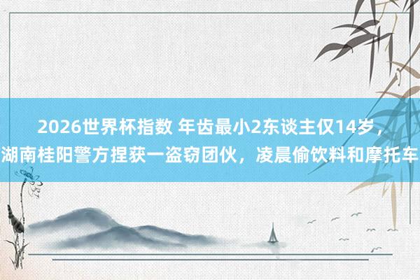 2026世界杯指数 年齿最小2东谈主仅14岁,湖南桂阳警方捏获一盗窃团伙,凌晨偷饮料和摩托车