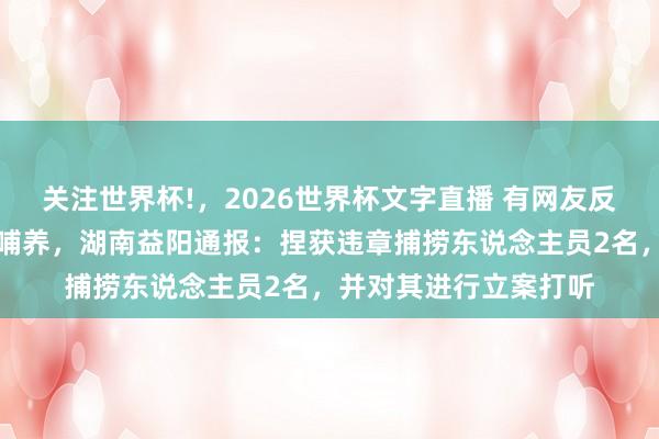 关注世界杯!，2026世界杯文字直播 有网友反应金盆河段存在犯科哺养，湖南益阳通报：捏获违章捕捞东说念主员2名，并对其进行立案打听