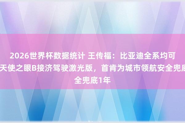 2026世界杯数据统计 王传福:比亚迪全系均可搭载天使之眼B接济驾驶激光版,首肯为城市领航安全兜底1年