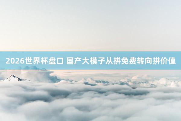 2026世界杯盘口 国产大模子从拼免费转向拼价值