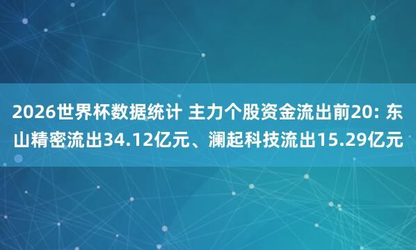 2026世界杯数据统计 主力个股资金流出前20: 东山精密流出34.12亿元、澜起科技流出15.29亿元