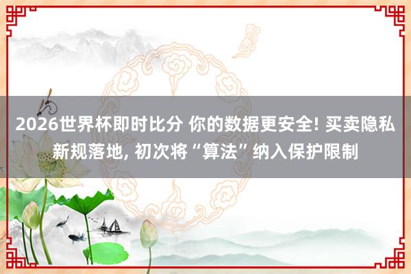 2026世界杯即时比分 你的数据更安全! 买卖隐私新规落地, 初次将“算法”纳入保护限制