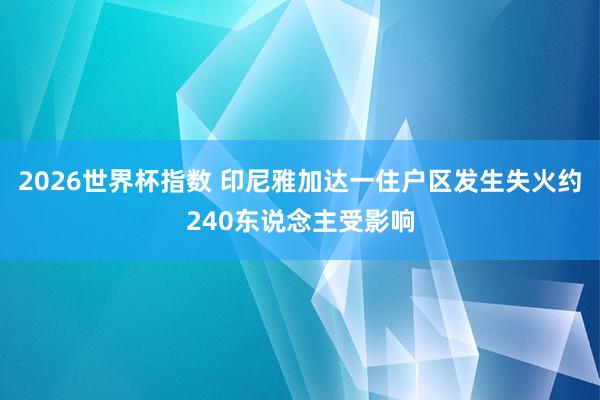 2026世界杯指数 印尼雅加达一住户区发生失火约240东说念主受影响
