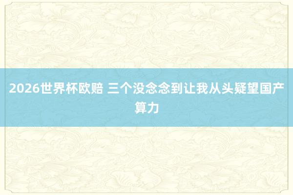 2026世界杯欧赔 三个没念念到让我从头疑望国产算力