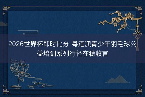 2026世界杯即时比分 粤港澳青少年羽毛球公益培训系列行径在穗收官