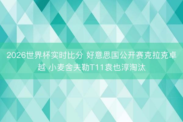 2026世界杯实时比分 好意思国公开赛克拉克卓越 小麦舍夫勒T11袁也淳淘汰